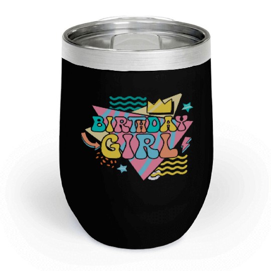 Colorful Birthday Girl Pastel Chill Wine Tumblers