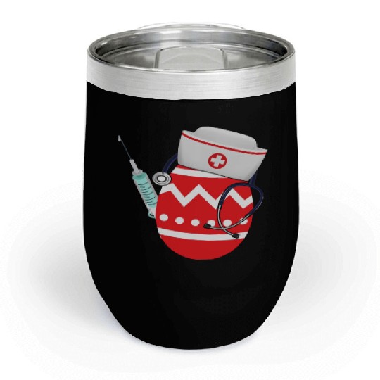 Funny Easter Egg Nurse Stethoscope Syringe RN Chill Wine Tumblers