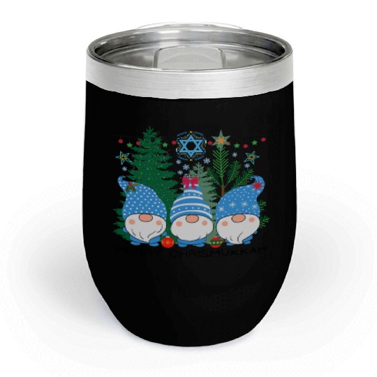 Merry Christmukkah, Jewish Christmas, Hanukkah Chill Wine Tumblers