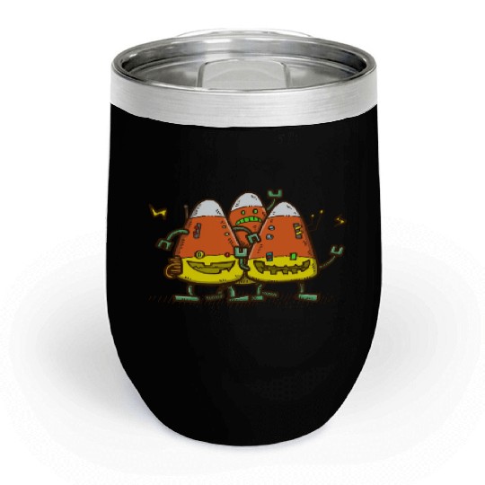 Candy Corn Bots Chill Wine Tumblers