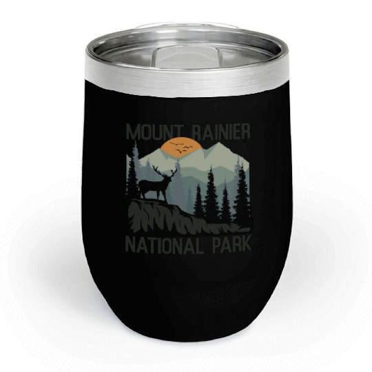 Mount Rainier National Park Mountains Deer Chill Wine Tumblers