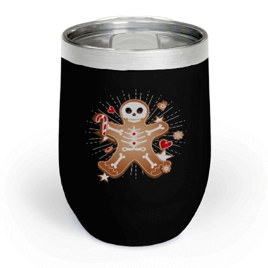 Gingerbread man Sugar Skull decor for Christmas Chill Wine Tumblers