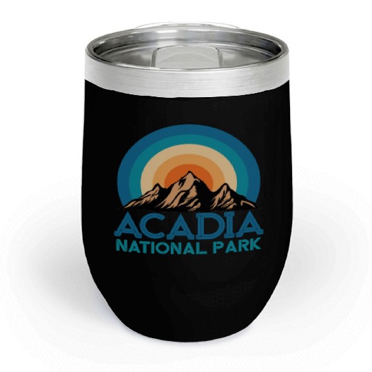 Cool Vintage Retro Acadia National Park Mountain Chill Wine Tumblers