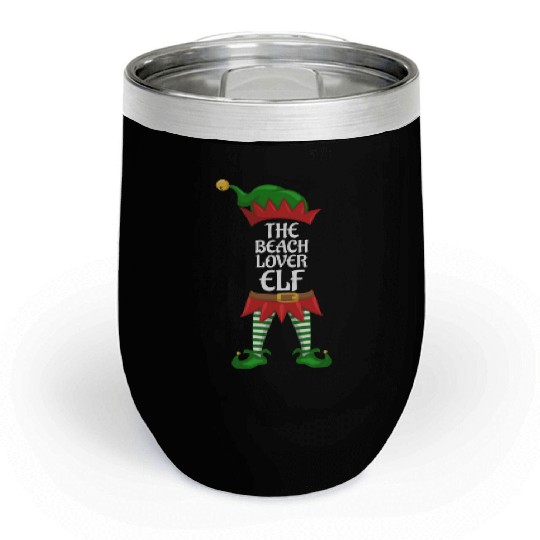 Beach Lover Elf Family Matching Christmas Party Chill Wine Tumblers