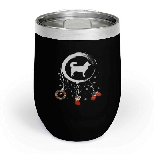 dog dreamcatcher Christmas Siberian Husky Chill Wine Tumblers