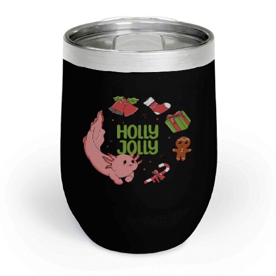 Holly Jolly Axolotl Chill Wine Tumblers