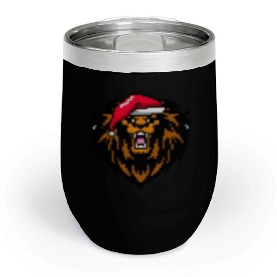 Lion Pixelated Christmas - Funny Lion Xmas Chill Wine Tumblers