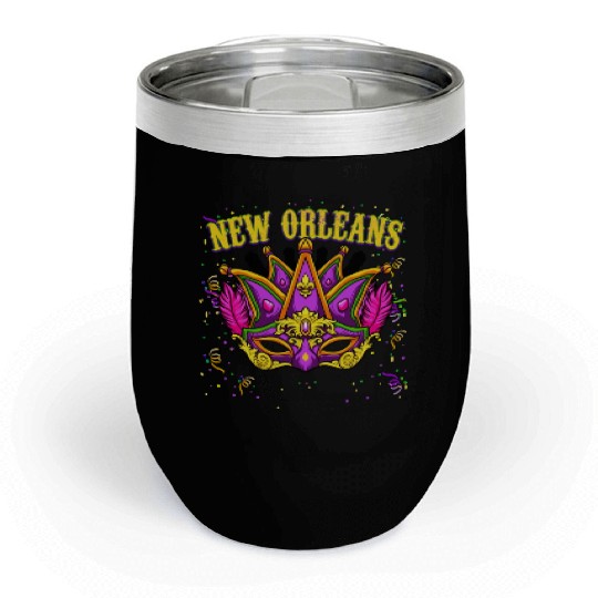 New Orleans Mardi Gras Parade Fesitval Chill Wine Tumblers