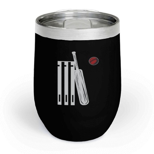 Cricket Wicket Bat and Ball Chill Wine Tumblers
