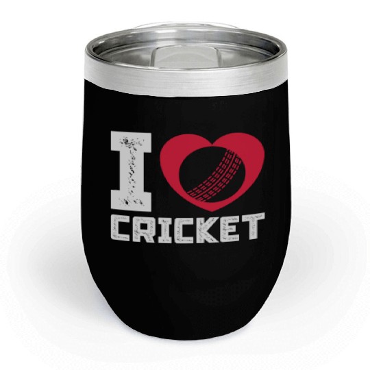 I Love Heart Cricket Chill Wine Tumblers