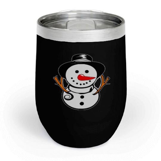 Cute Snowman With Carrot Nose And Hat Chill Wine Tumblers