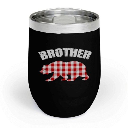 Brother Birthday Plaid Bear Chill Wine Tumblers