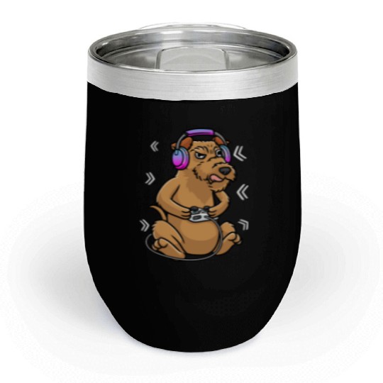 Irish Terrier Dog Gamer Video Game Gaming Irish Chill Wine Tumblers