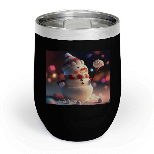 Snowman holding Candy Chill Wine Tumblers
