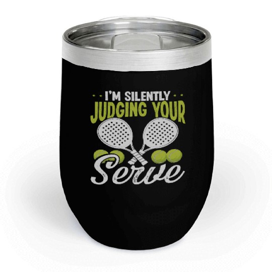 Paddle Tennis Player Match Silently Judging Serve Chill Wine Tumblers
