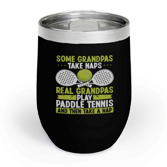 Paddle Tennis Player Match Granddad Grandpa Chill Wine Tumblers