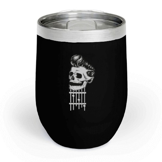 Rock N Roll Skeleton Head -Sweet Rock On Guitar Chill Wine Tumblers