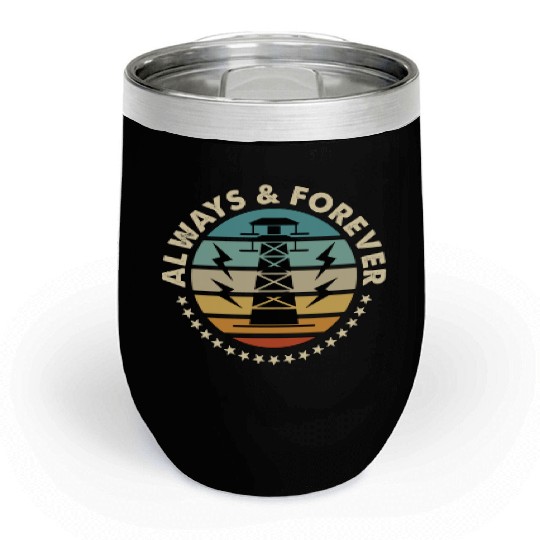 Ham Radio Always & Forever Retro Loves Radio Tower Chill Wine Tumblers