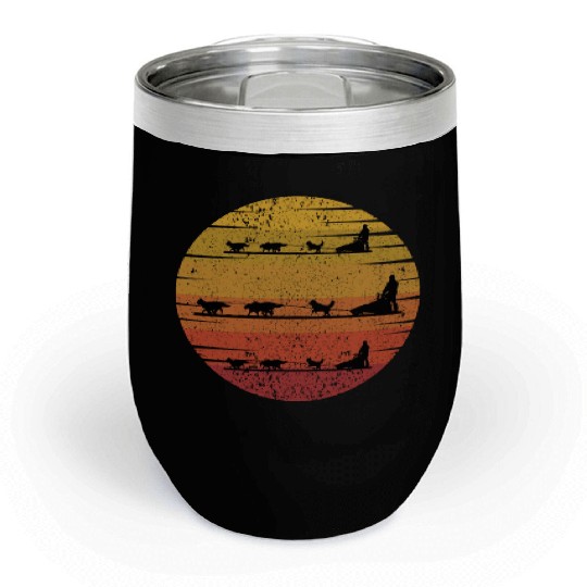 Husky Sledding Sled Dog Racing Alaskan Racers Chill Wine Tumblers