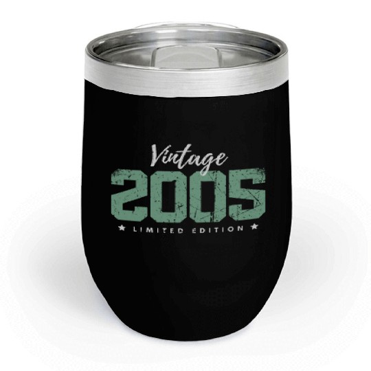 18 Years Vintage 2005 Retro 18th Birthday Chill Wine Tumblers