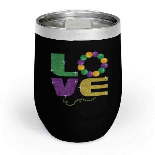 Love New Orleans Festival Parade Beads Mardi Gras Chill Wine Tumblers