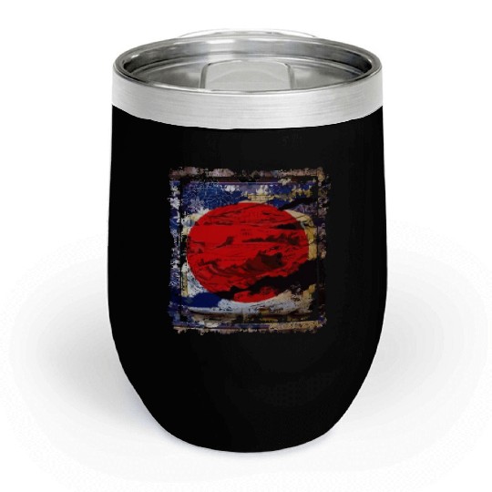 Japan Flag Red Circle Blue Mountain Collage Art 74 Chill Wine Tumblers