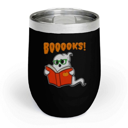 Funny Teacher Halloween Ghost Books Reading Chill Wine Tumblers