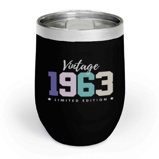 60 Years Vintage 1963 Retro 60th Birthday Chill Wine Tumblers