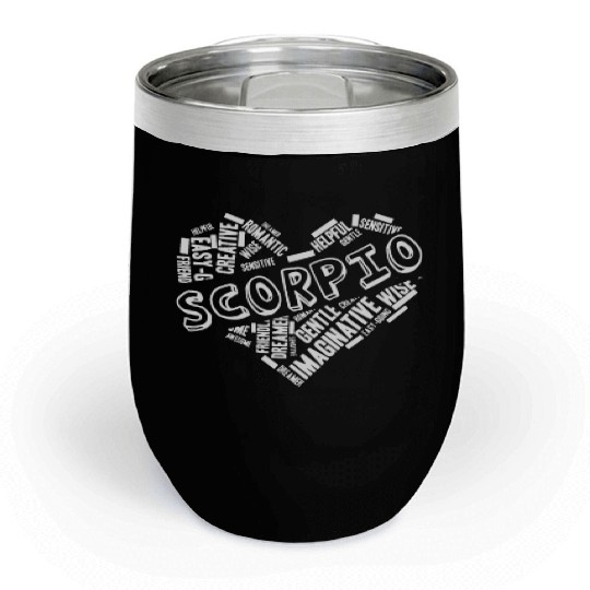 Scorpio Heart Word Cloud Doodle Astrology Zodiac S Chill Wine Tumblers