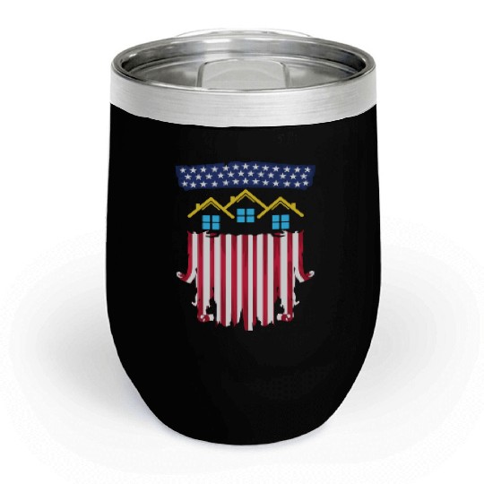 Proud American Patriotic USA Flag Realtor Real Est Chill Wine Tumblers