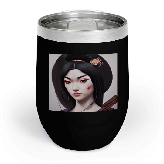 Geisha face japanese woman Japan wall art digital Chill Wine Tumblers