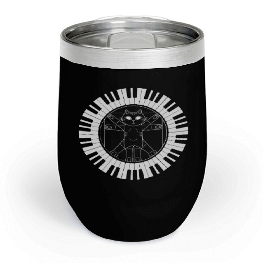 Piano Cat Musician Musical Instrument Pianist Chill Wine Tumblers