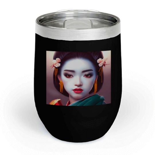 Geisha japanese woman Japan digital wall art Chill Wine Tumblers