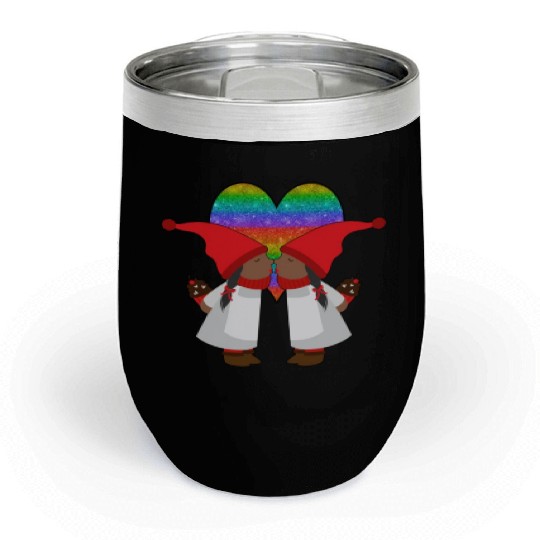 Black Lesbian Gnome Valentines Day Couples Gift Chill Wine Tumblers