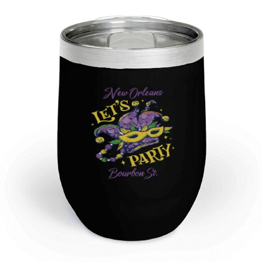 Mardi Gras Bourbon Street New Orleans Souvenir Lou Chill Wine Tumblers
