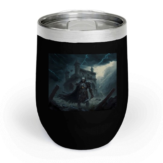Death Knight in Thunderstorm Chill Wine Tumblers