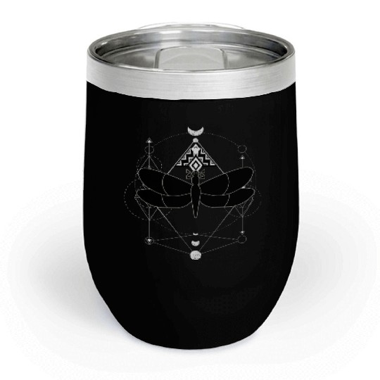 Minimalist Insect Celestial Dragonfly Sacred Geome Chill Wine Tumblers