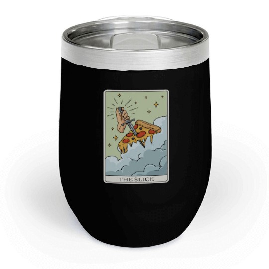 Pizza Tarot Card "The Slice" for a Tarot Reader Chill Wine Tumblers