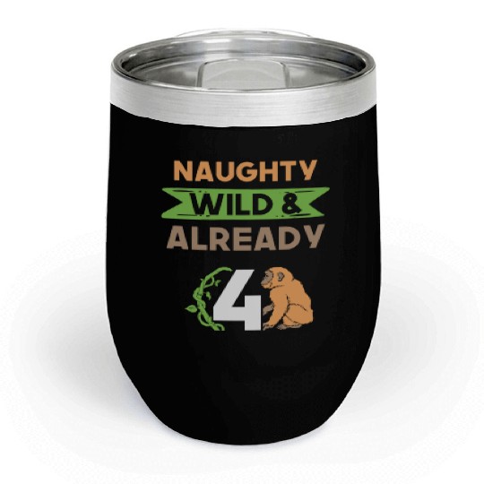Gift 4 years birthday girl boy Ape Monkey Chill Wine Tumblers
