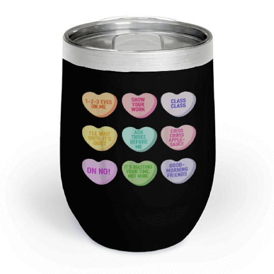 Teacher Valentines Day Conversation Heart School Chill Wine Tumblers
