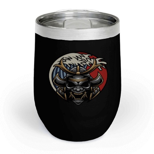 Samurai japan graphic grey mask Chill Wine Tumblers