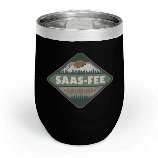 Saas-Fee Switzerland Swiss Alps Vintage Hiking Chill Wine Tumblers