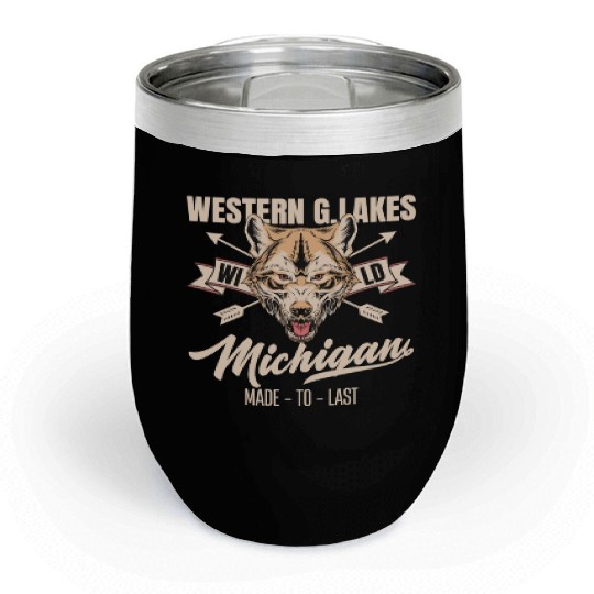 Western great lakes Michigan home of the wolf Chill Wine Tumblers