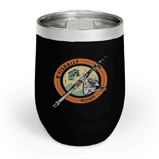 Ofishally Retired Fishing Retro Retirement Fishing Chill Wine Tumblers