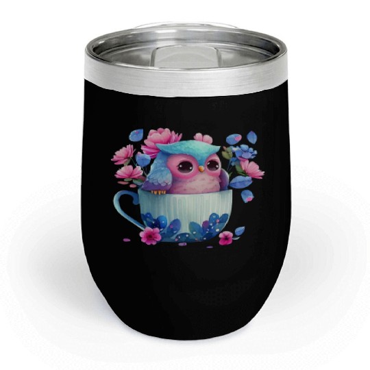Owl Animal Cute Wild Bird Zoo Forest Nature Child Chill Wine Tumblers
