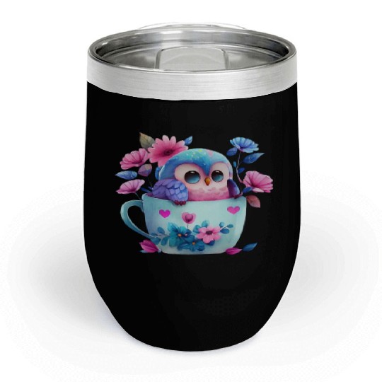Owl Animal Cute Wild Bird Zoo Forest Nature Child Chill Wine Tumblers
