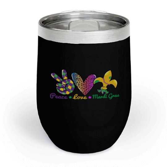 Love Peace Mardi Gras Outfit New Orleans Chill Wine Tumblers