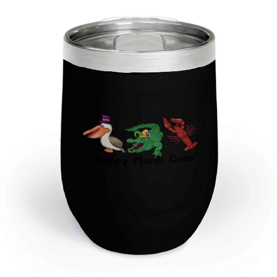 Kids Toddler Girls Fleur de Lis Mardi Gras Gnomes Chill Wine Tumblers