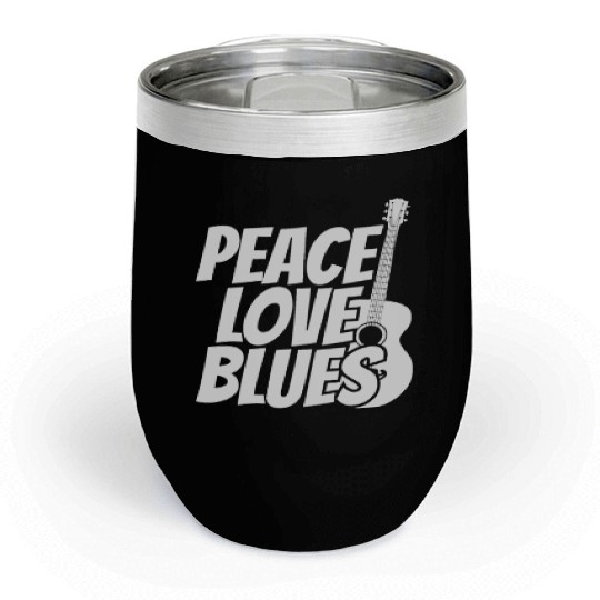 Peace Love Blues Music Trumpet Chill Wine Tumblers