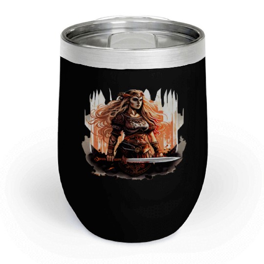 Shield-maiden or Shieldmaiden Amazon Chill Wine Tumblers